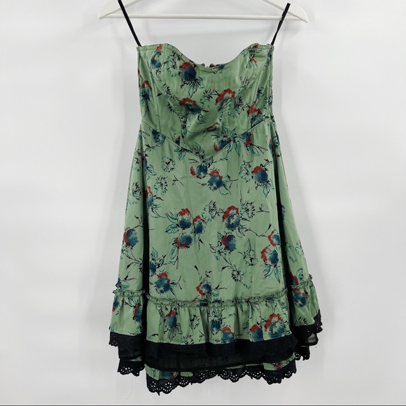 Free people strapless dress floral green size 2 (fits large) - Picture 2 of 7